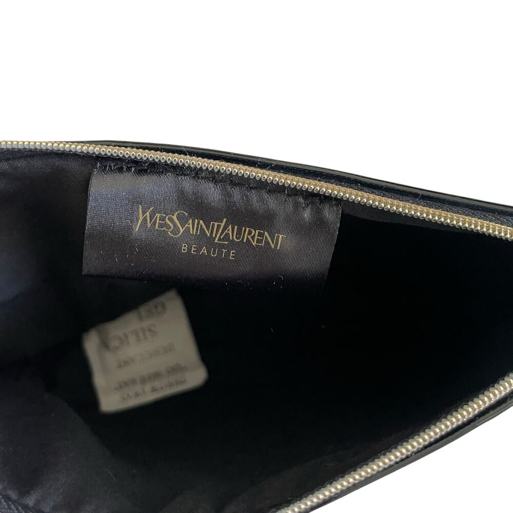 Yves Saint Laurent YSL Beaute Makeup Bag Travel Pouch Black Patent Clutch NEW - Picture 16 of 16